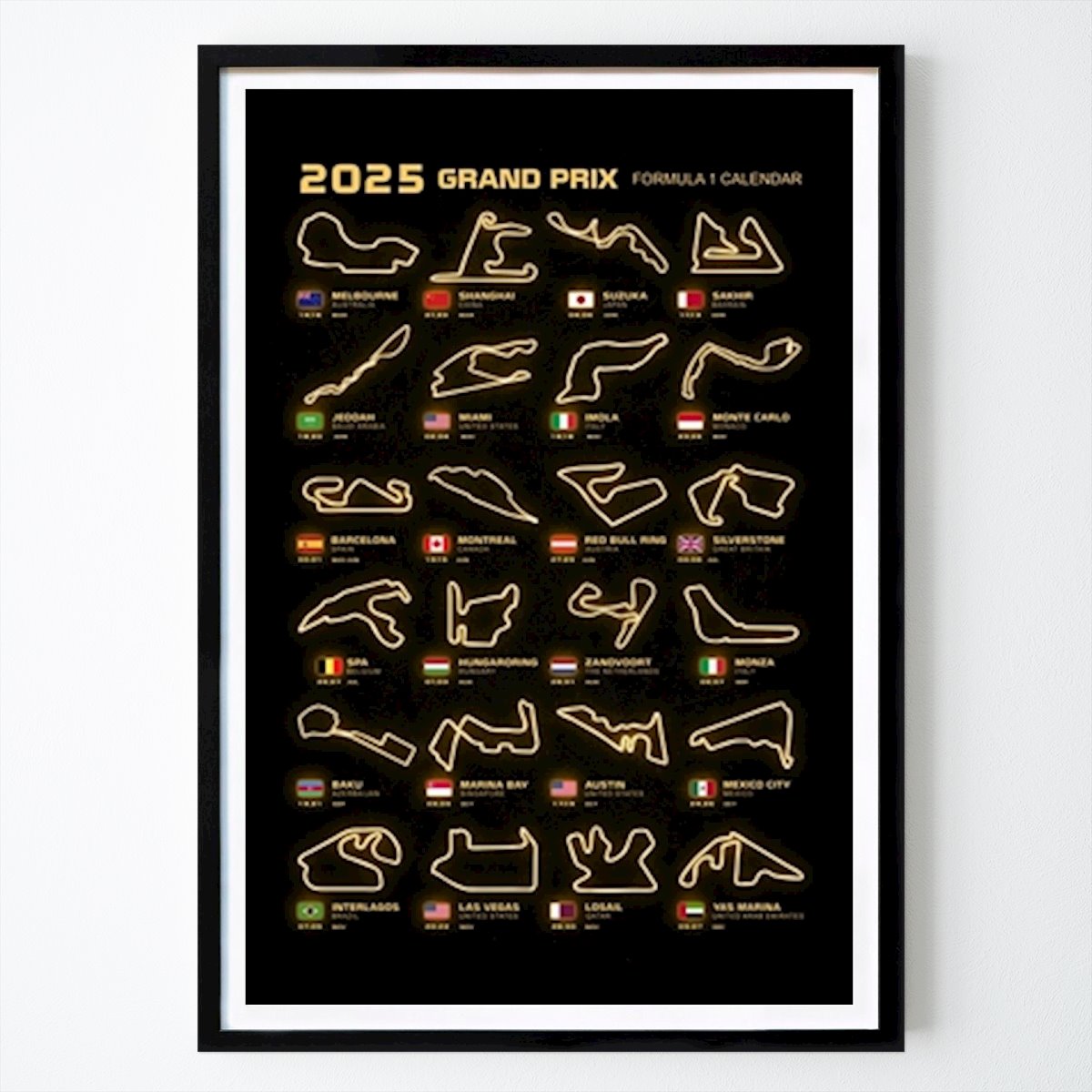 Hobby Plakat: Kalender for F1-økter 2025 av Faissal Thomas