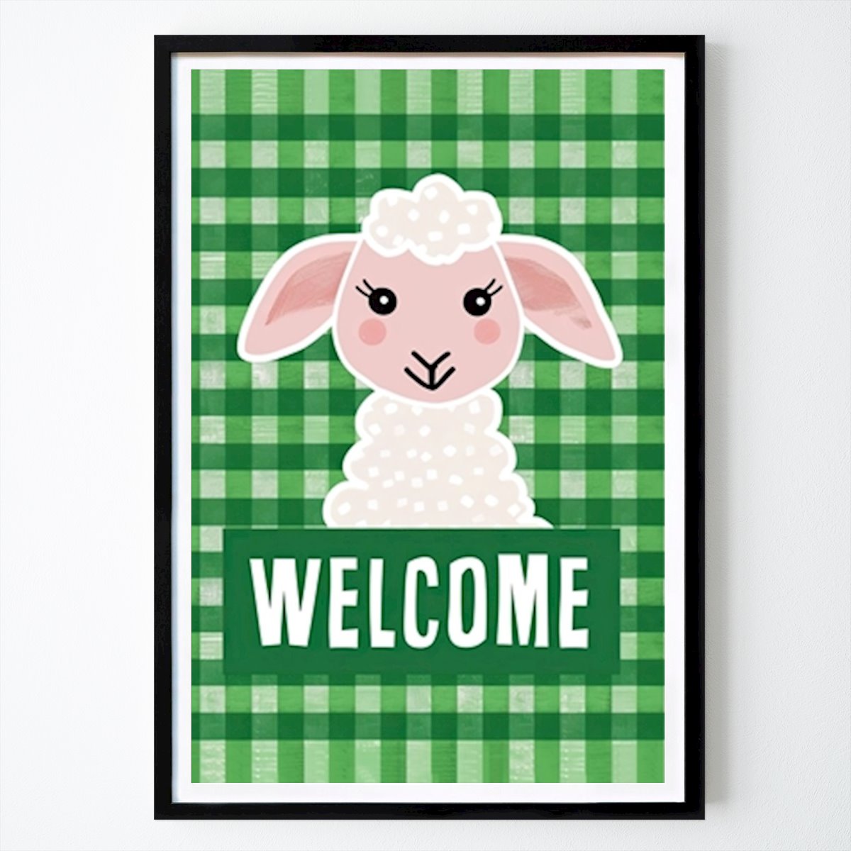 Enfants Affiche: Affiche de bienvenue de l’agneau par Happy Kids Posters