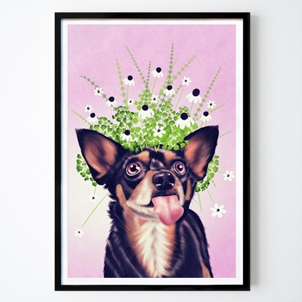 Djur Poster: Hund med blomsterkrans av Sara Johansson