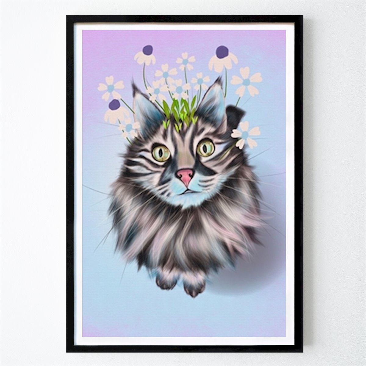 Dyr Plakat: Kat med blomsterkrans av Sara Johansson