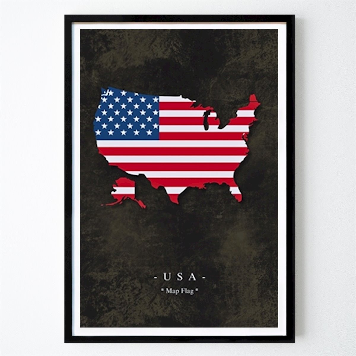 Städte & Länder Poster: USA Map Flag von Map Print