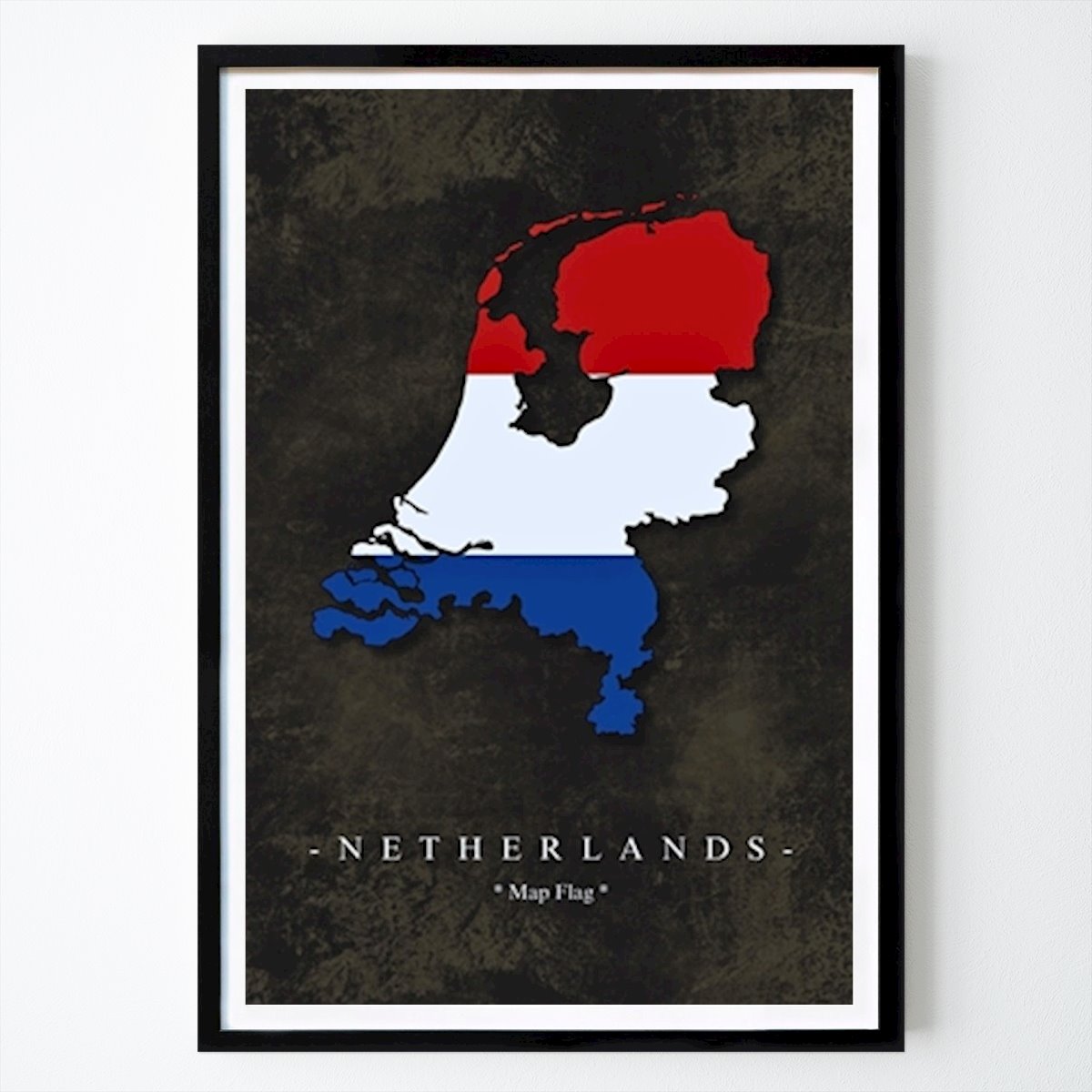 Places & Cities Poster: Netherlands Map Flag by Map Print