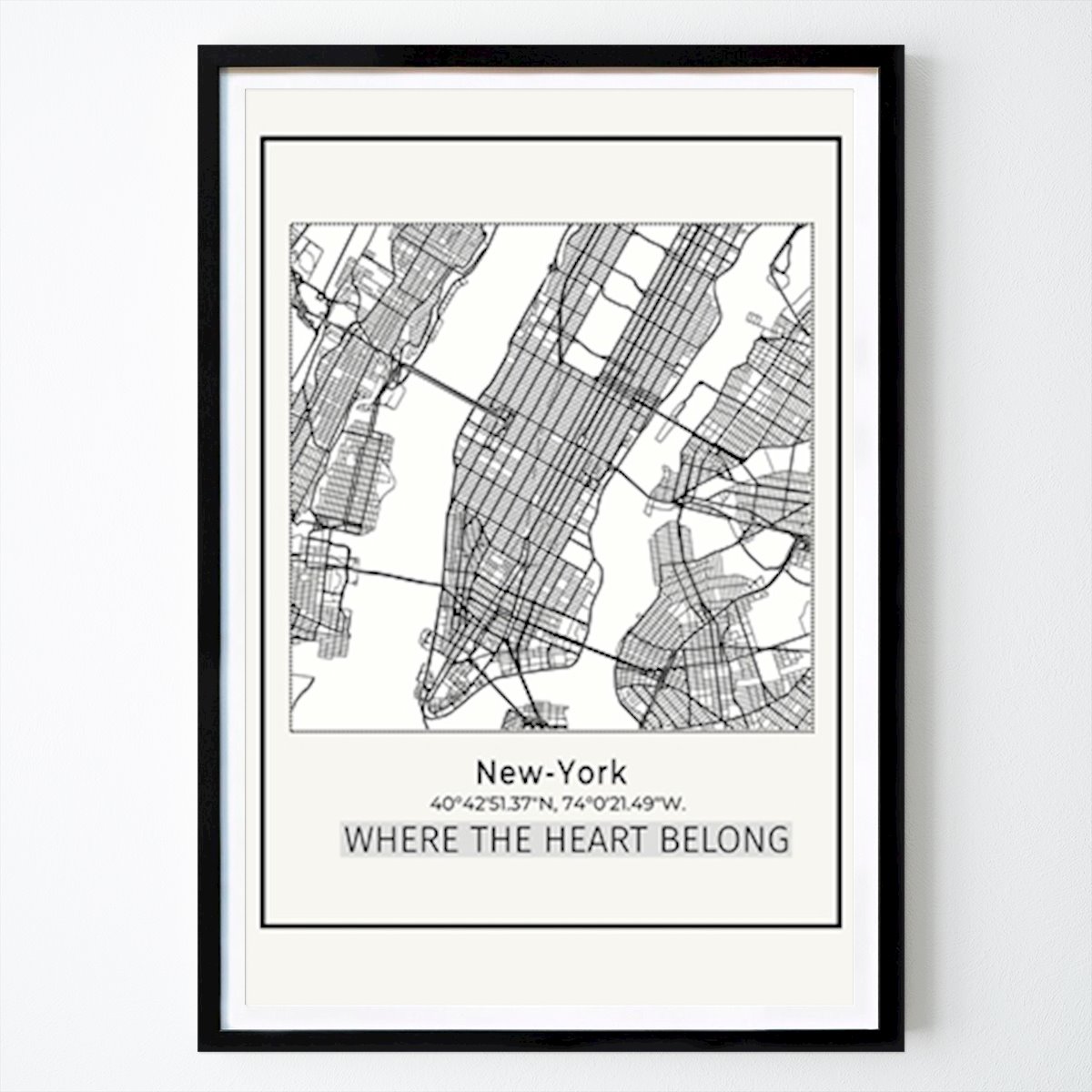 New York Poster: New York City Map Coordinates by Adi perets