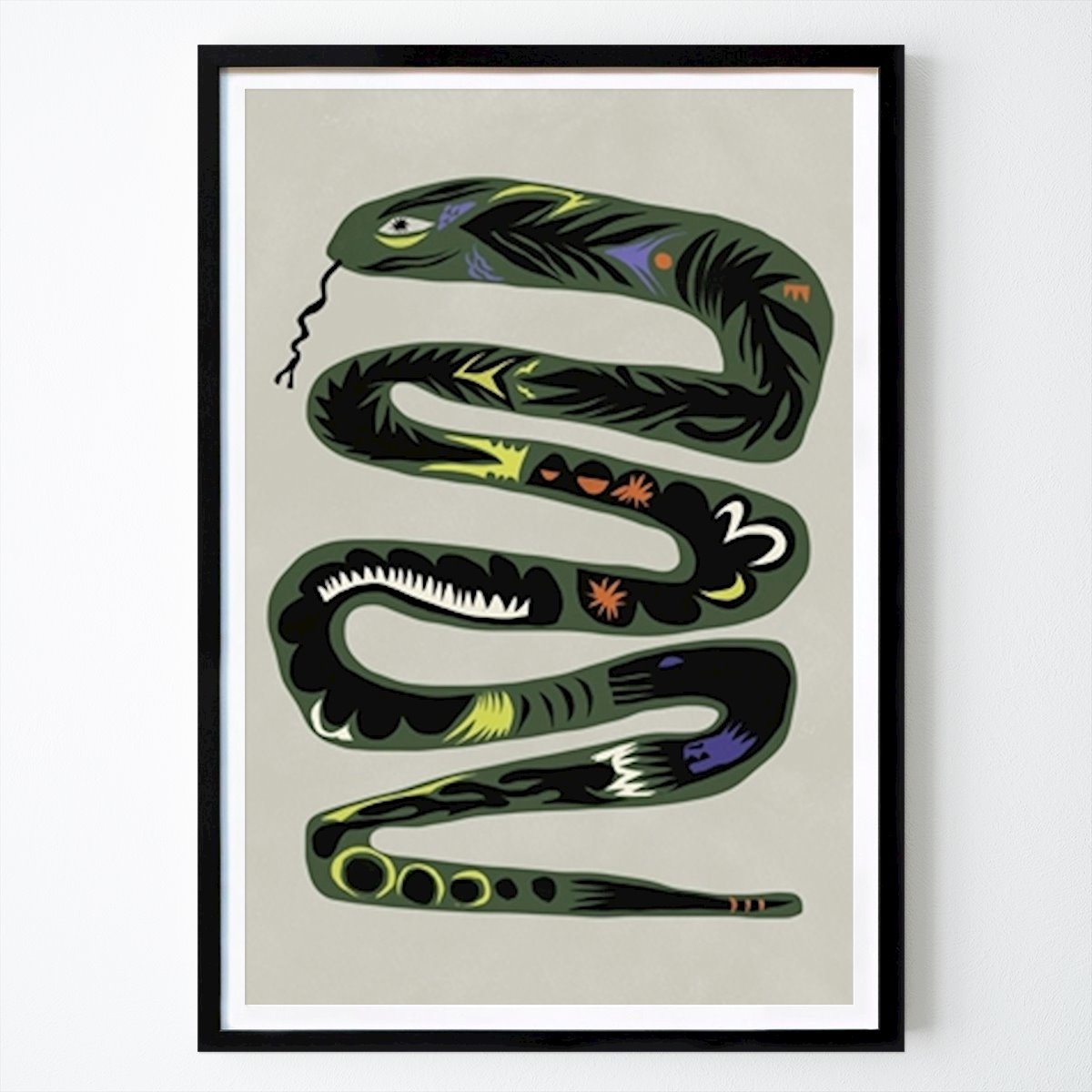 Illustration Poster: Vibrant Serpent Art by Little Dean