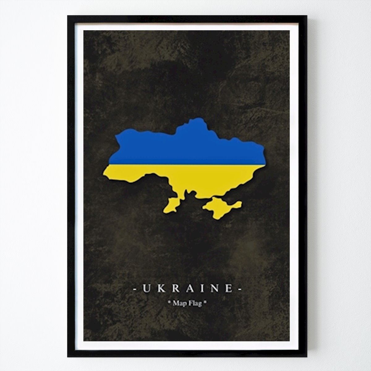Places & Cities Poster: Ukraine Map Flag by Map Print