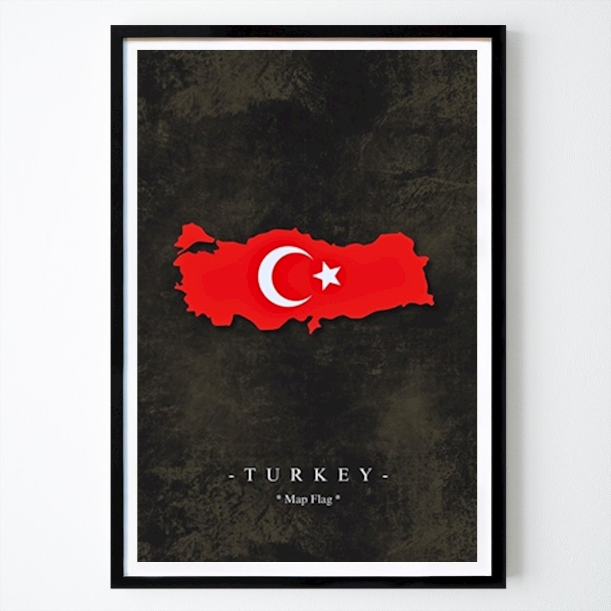 Nature Affiche: Carte de la Turquie Drapeau par Map Print