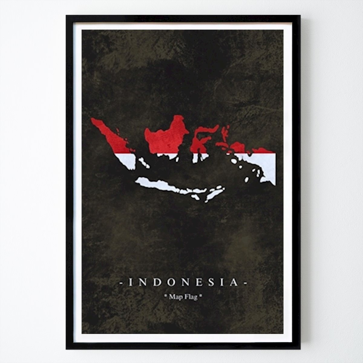 Places & Cities Poster: Indonesia Map Flag by Map Print