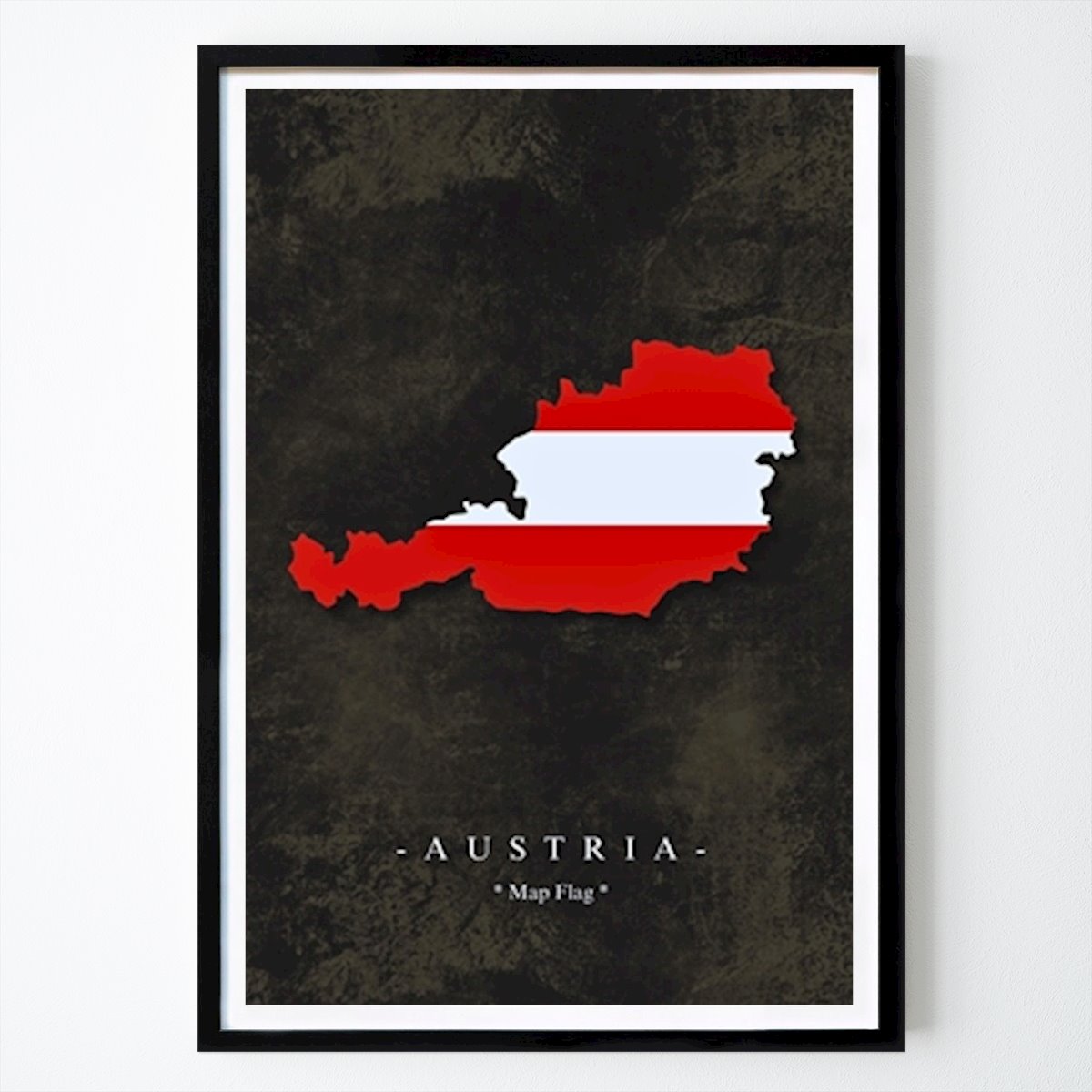 Retro & Vintage Póster: Austria Map Flag de Map Print
