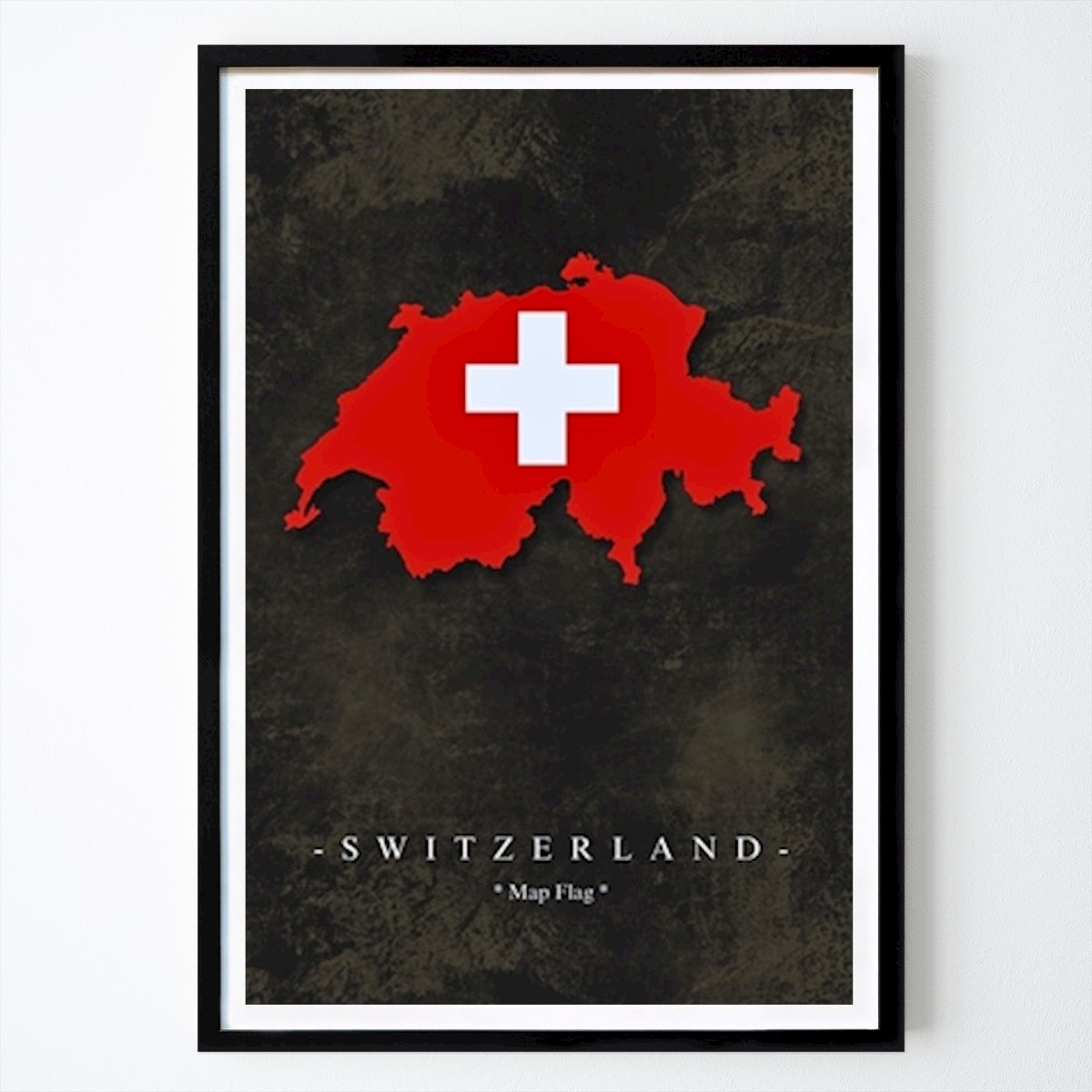 Places & Cities Poster: Switzerland Map Flag by Map Print