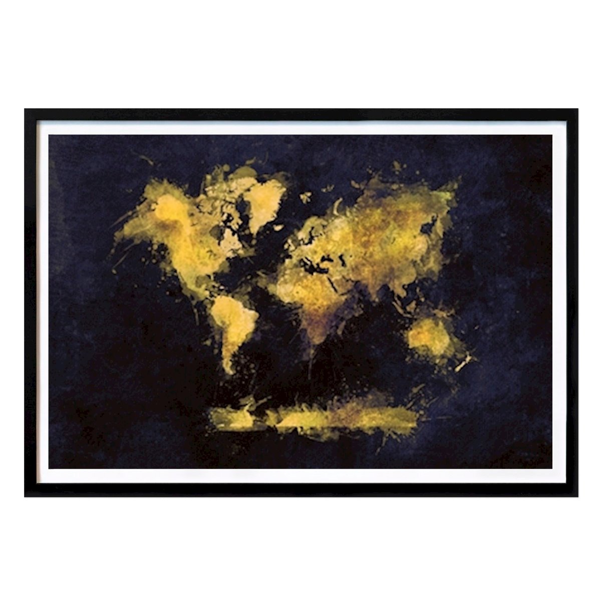Grafisches Poster: Goldene und schwarze Weltkarte von Justyna Jaszke