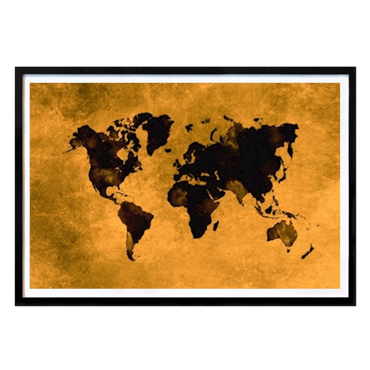 Places & Cities Poster: Gold and black world map by Justyna Jaszke