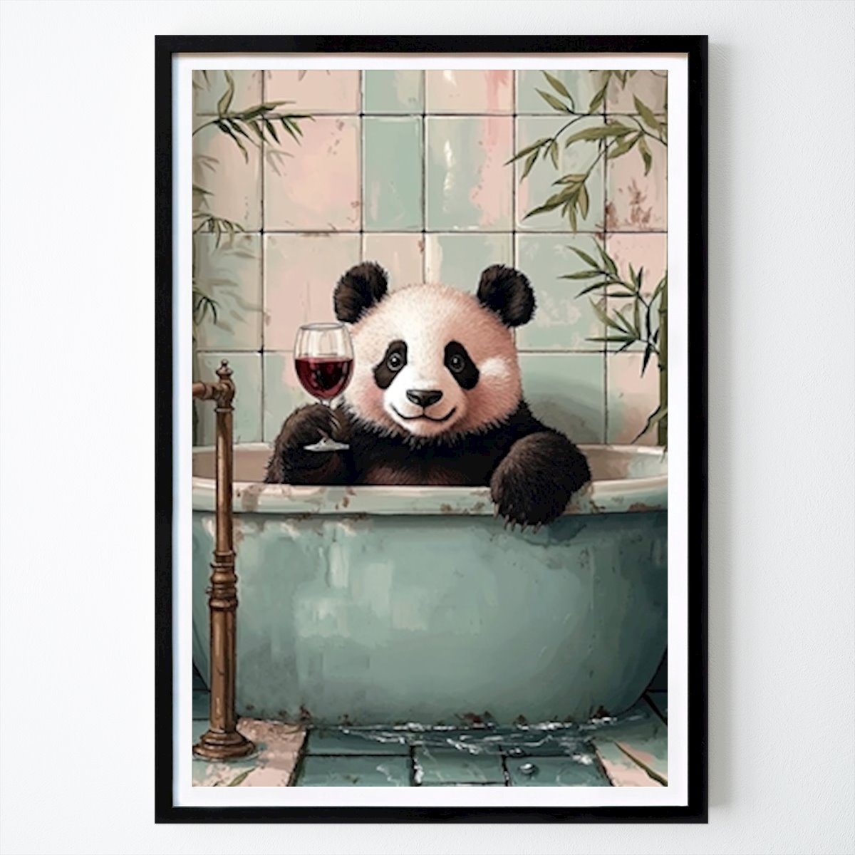 Retro & Vintage Poster: Badkar Bliss: Panda's Toast av Alex Gromov