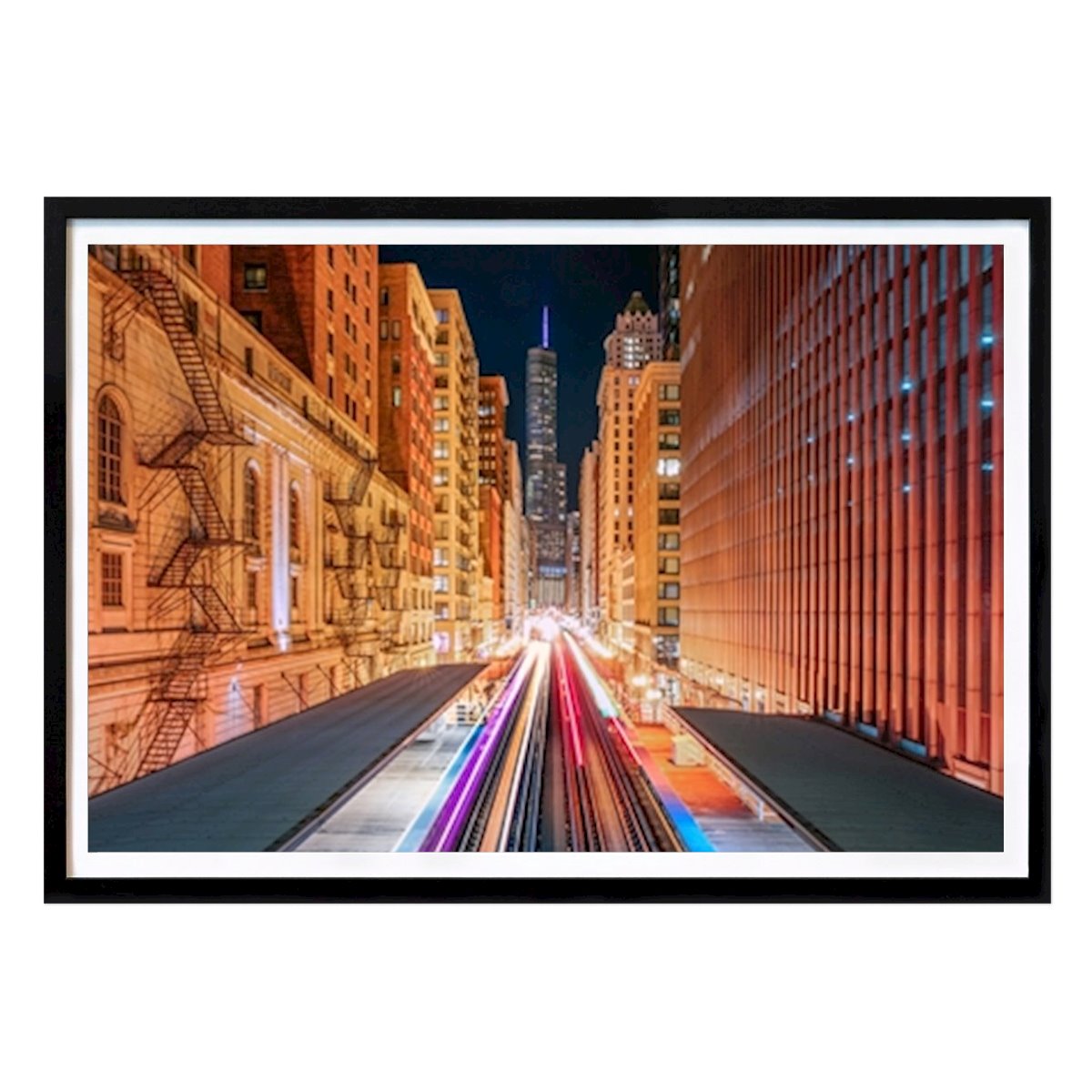 Places & Cities Poster: The Loop in Chicago at Night by Jens Siewert