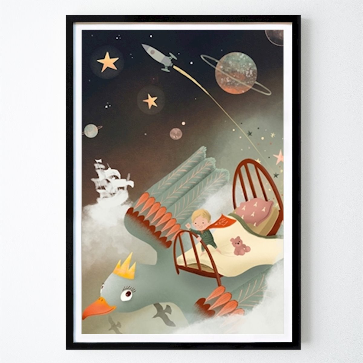 Kids Room Poster: Dreamy Space Voyage by Goed Blauw