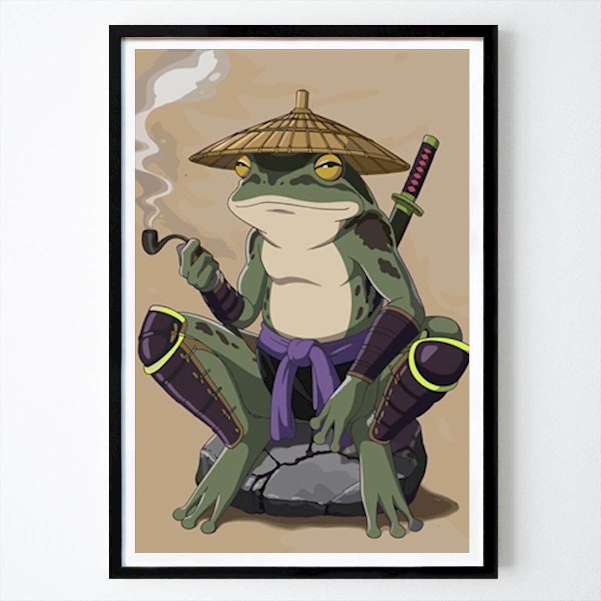 Retro & Vintage Poster: Japanese Samurai Frog by Vicky Hanggara