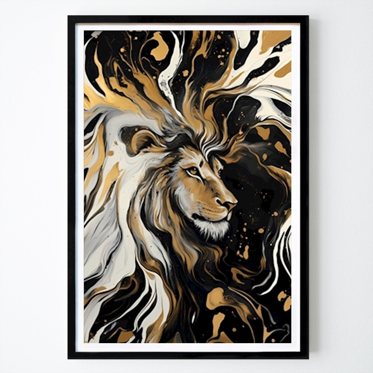 Svartvit Poster: Majestätiskt lejon i guld av Melanie Kaminsky