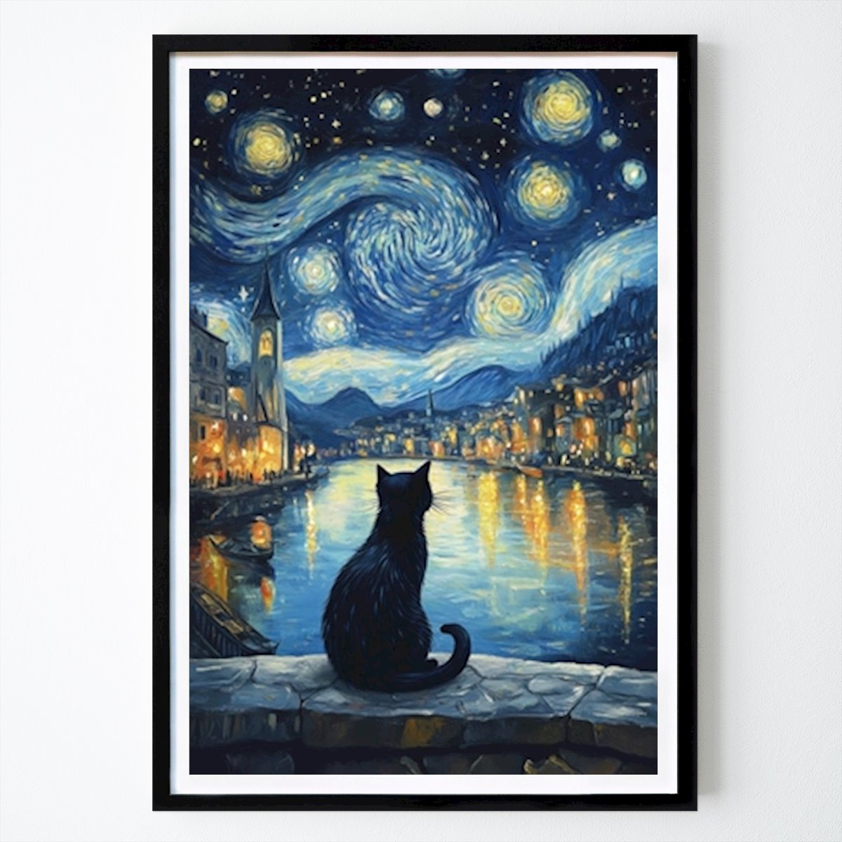Nature Poster: Starry Night Cat by Lgdnld