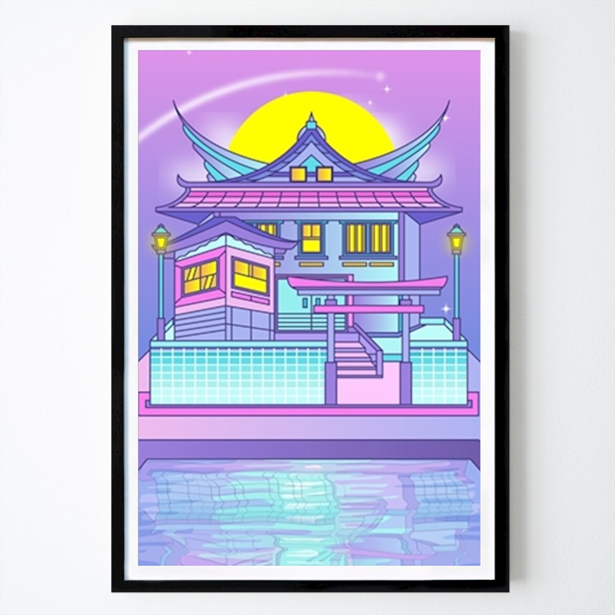 Places & Cities Poster: Japanese Castle Neon Light by V Styler