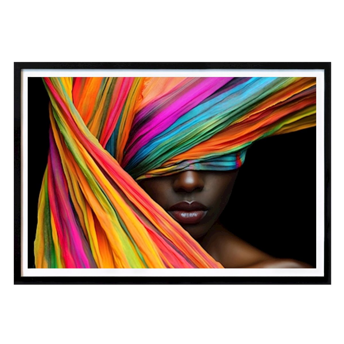 People & Portrait Poster: Woman with colorful cloth by Jürgen Moers