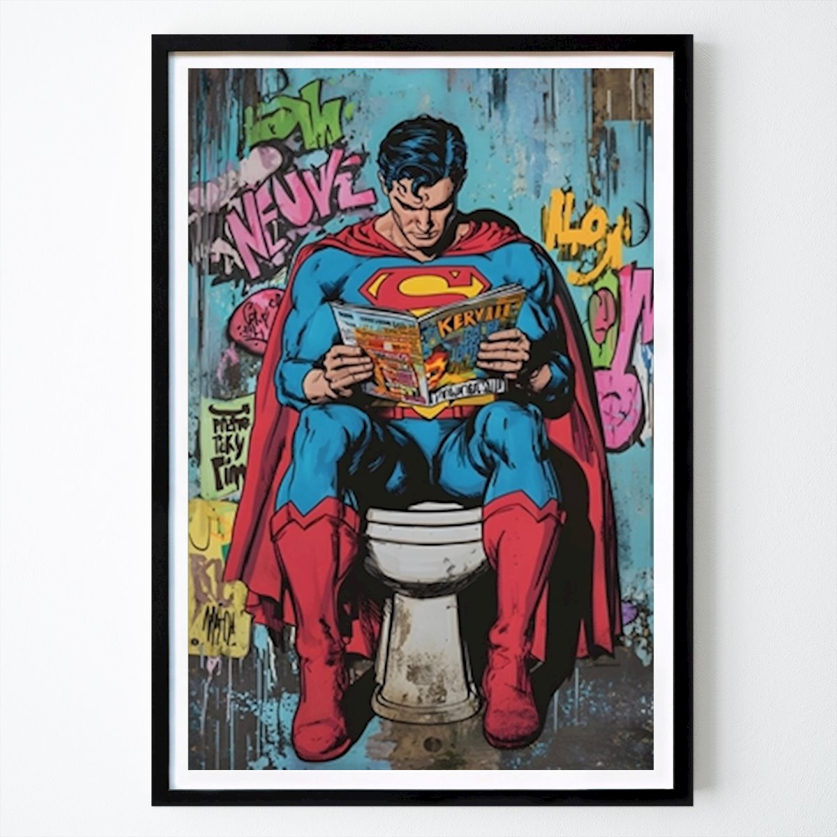Pop Art Juliste: Hauska Super News viikoittainen wc tekijänä Sucana