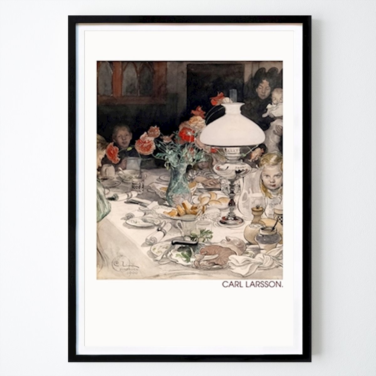 Retro & Vintage Poster: Runt aftonlampan (1900) av Carl Larsson