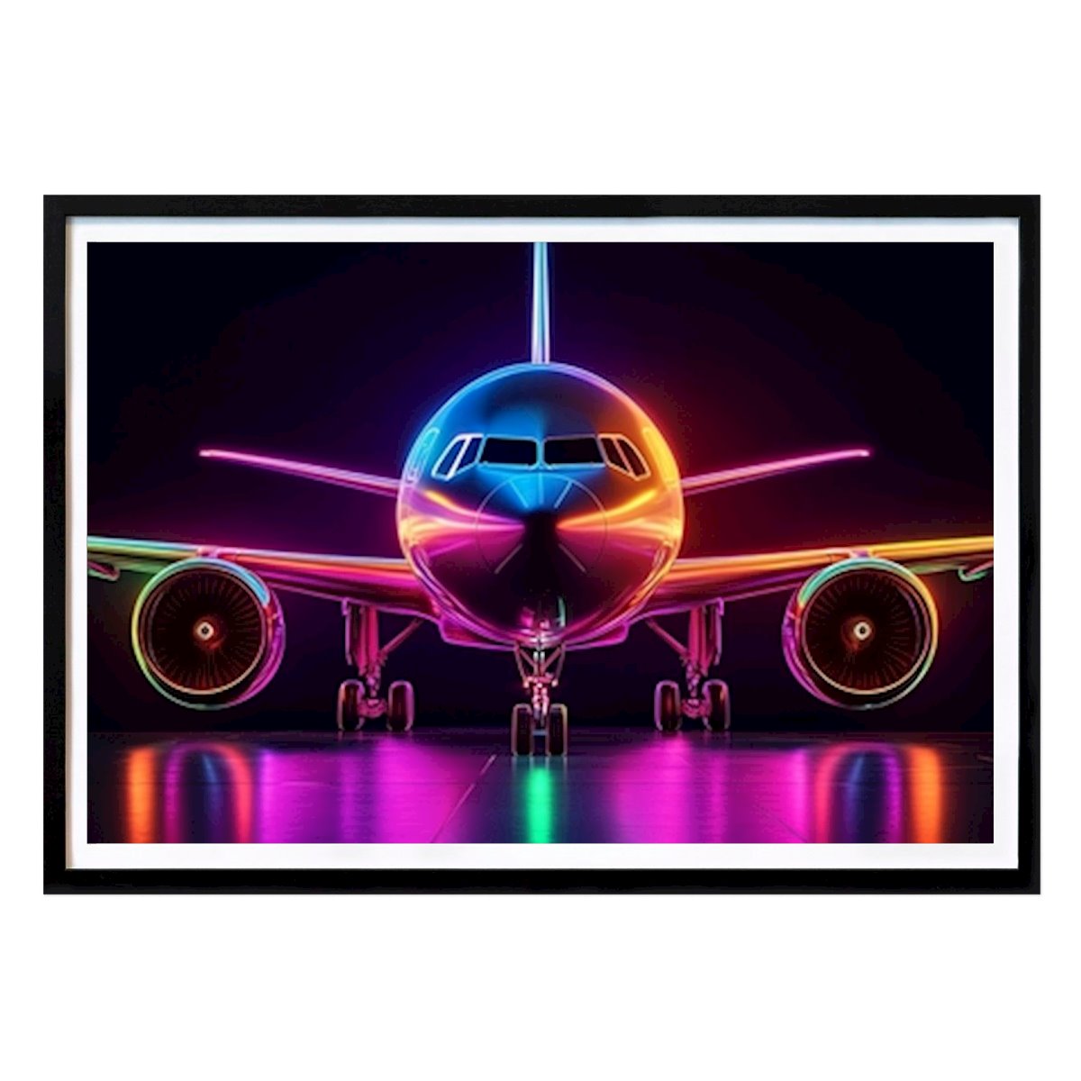Fekete-fehér Poszter: Airbus A320 Neon Airplane FotoKonzepteDE által