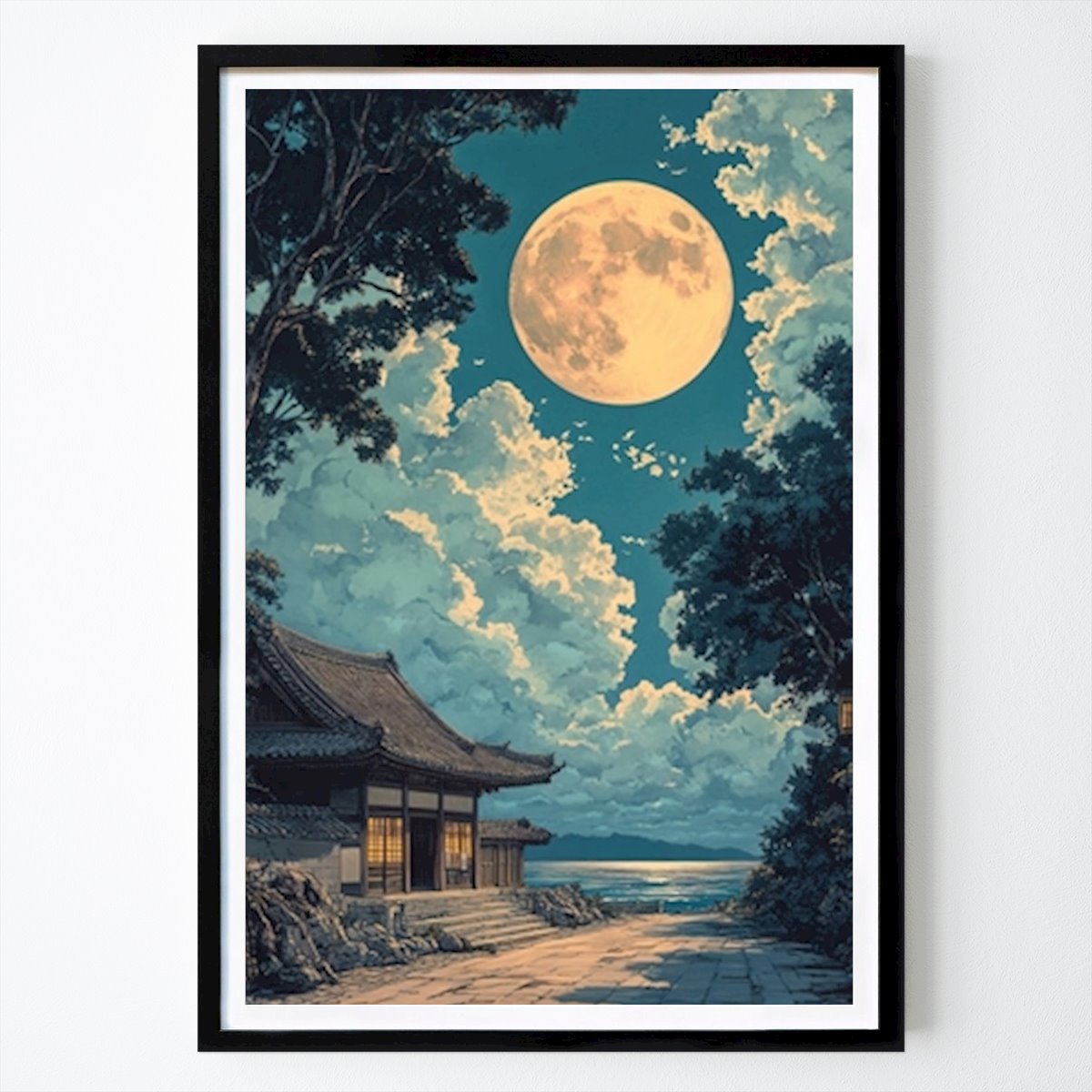 Retro & Vintage Poster: Japanese art print moon by Felix Block