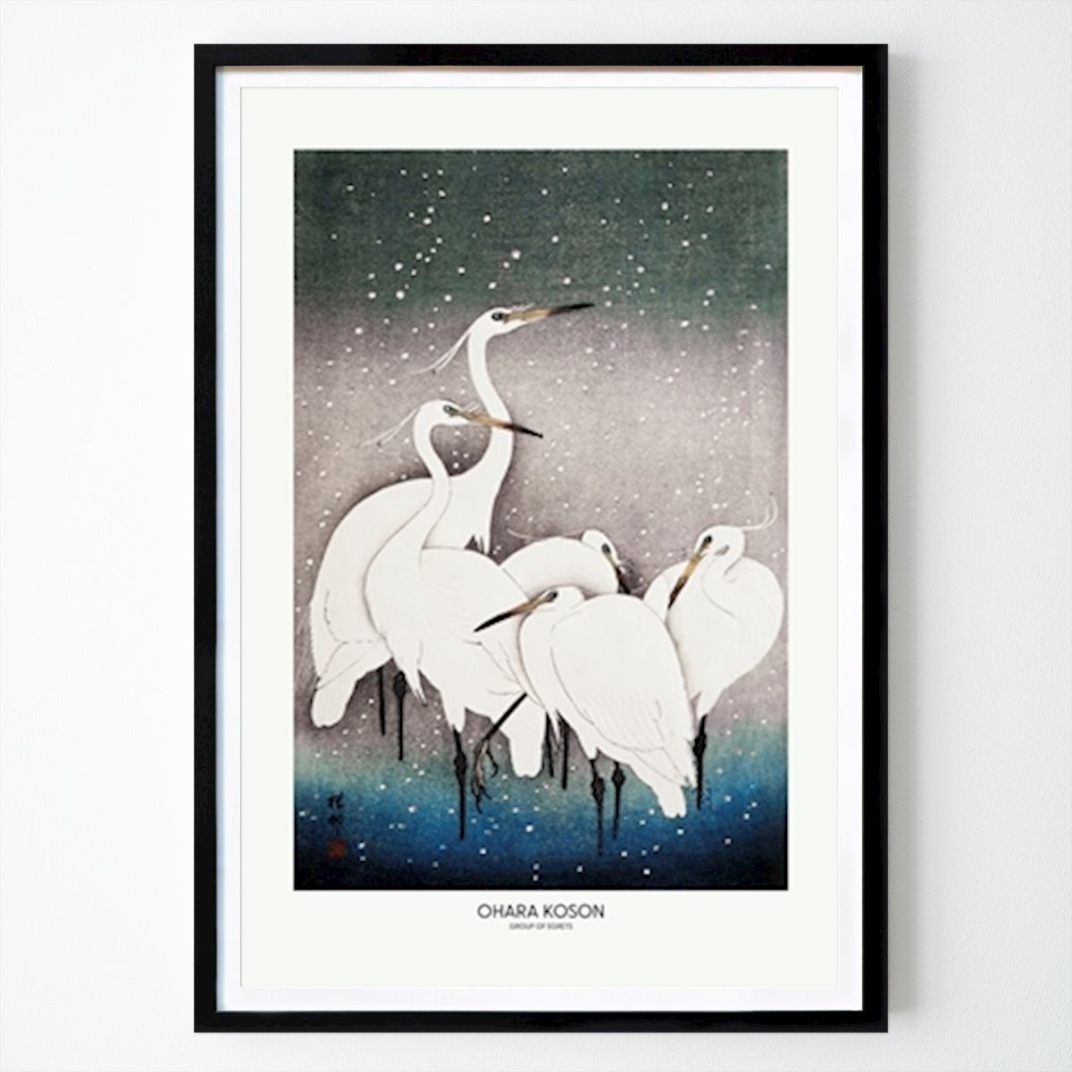 Retro & Vintage Poster: Egrets in Snowfall by Japanese Masters