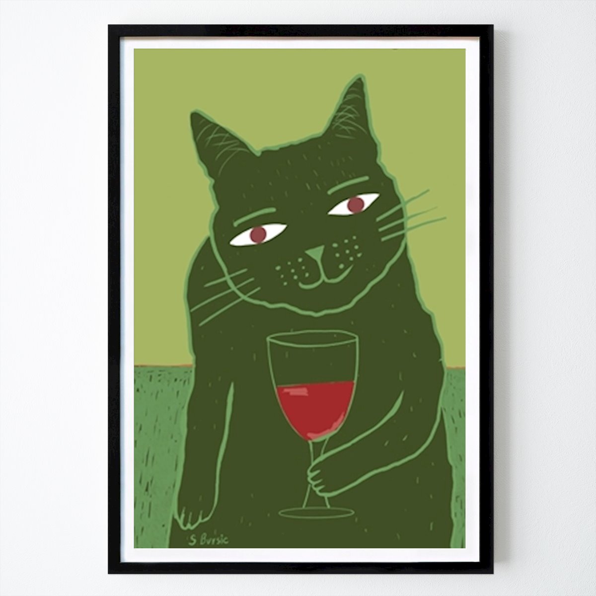 Rétro & Vintage Affiche: Délice du vin félin par Sharyn Bursic