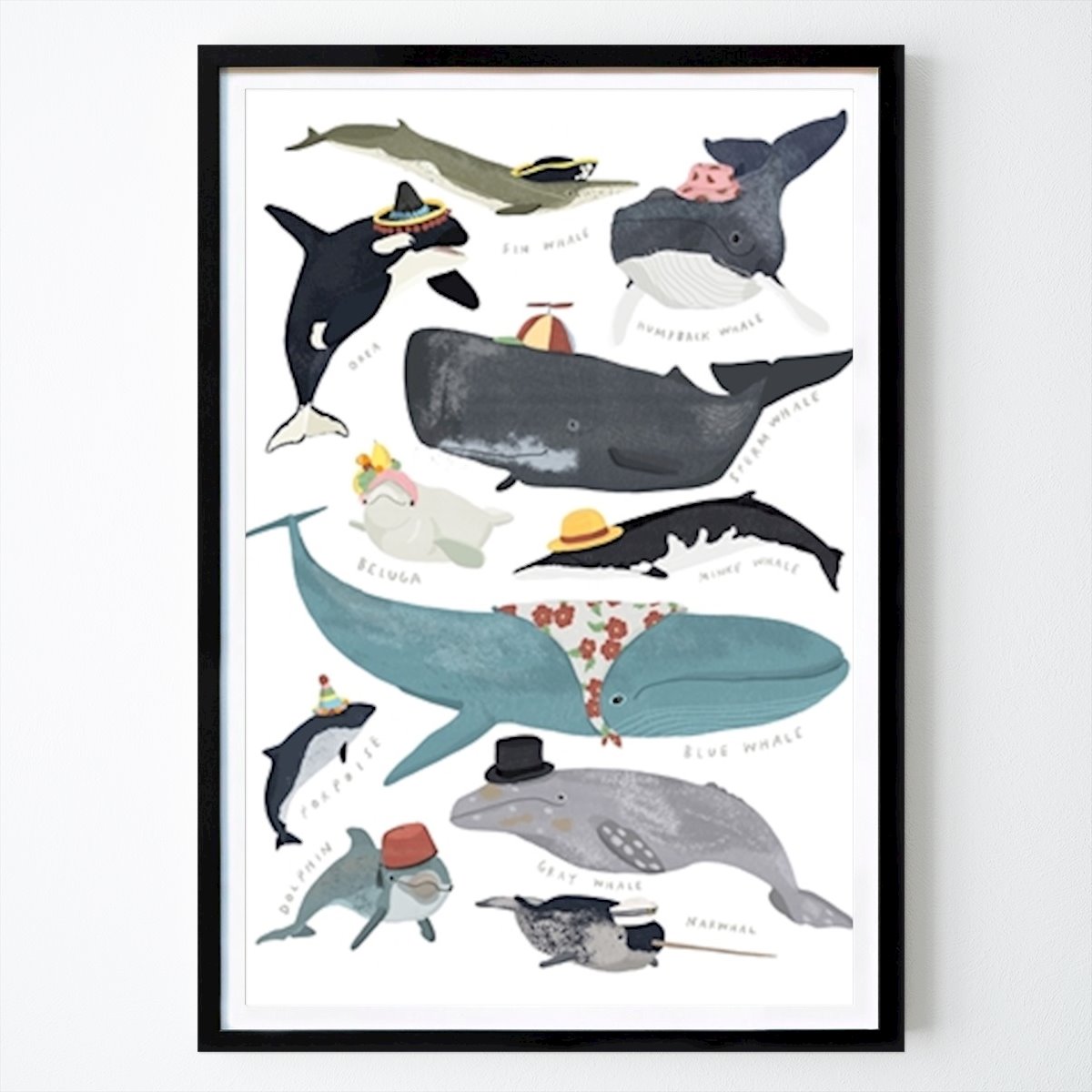 Kinder Poster: Walvissen in hoedenparade van Hanna Melin