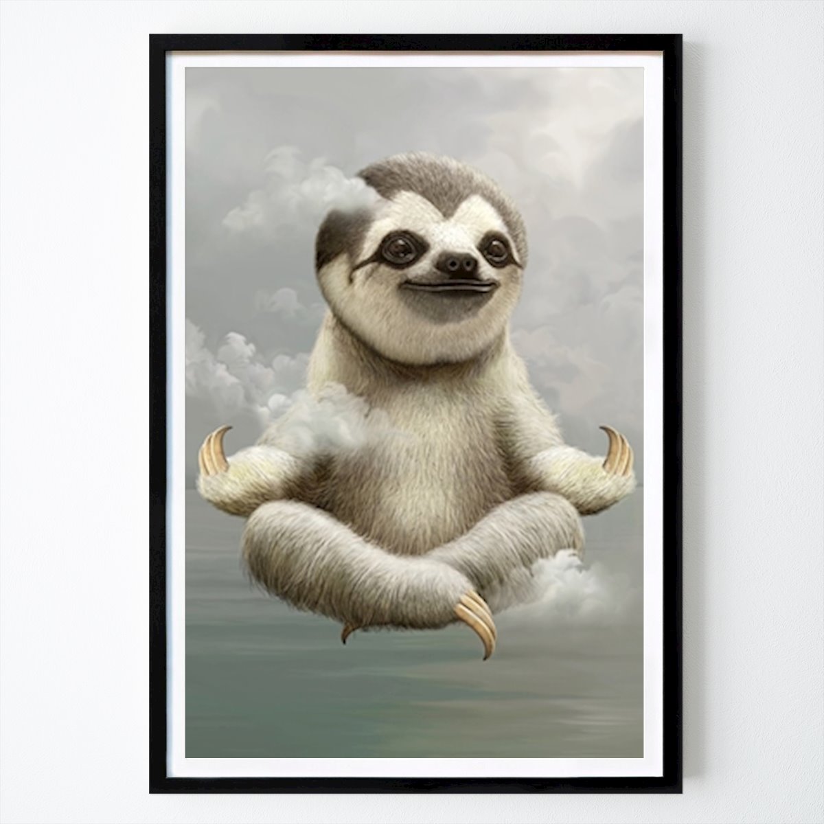 Illustration Poster: Zen Sloth Floating by Adam Lawless