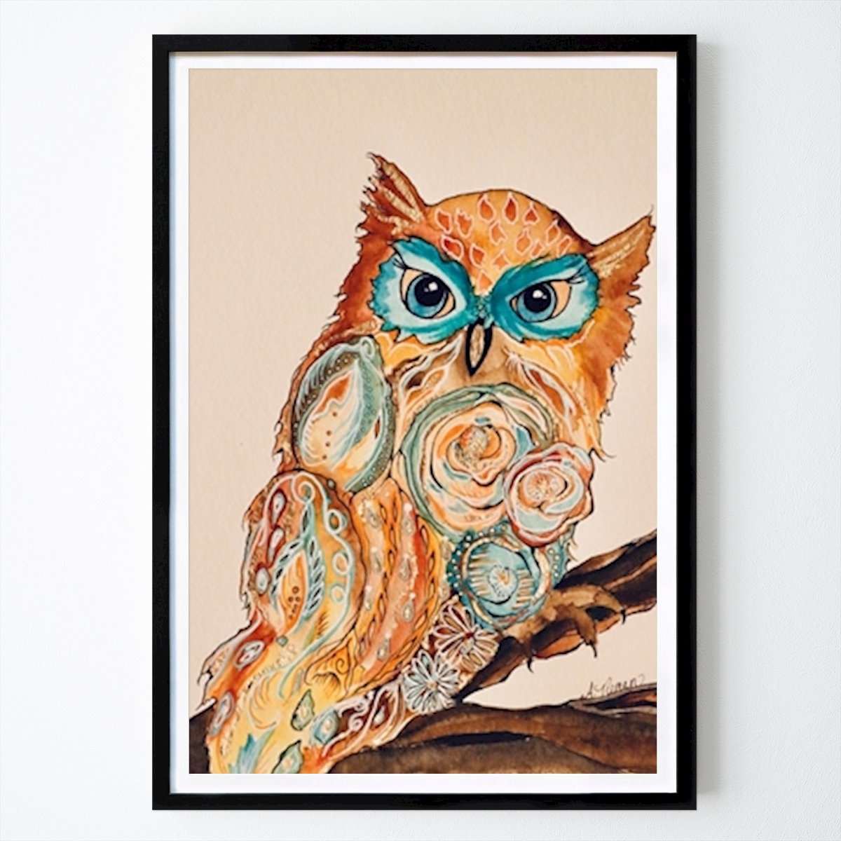 Kitchen Poster: Whimsical Owl Gaze by Amy Tieman