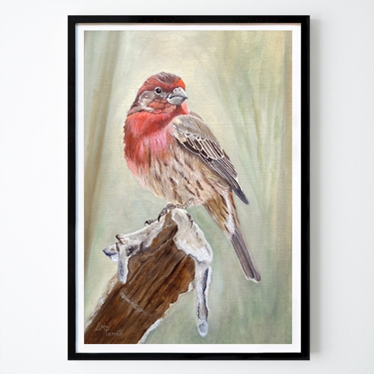 Illustration Poster: Winter's Finch Gaze by Angeles M. Pomata