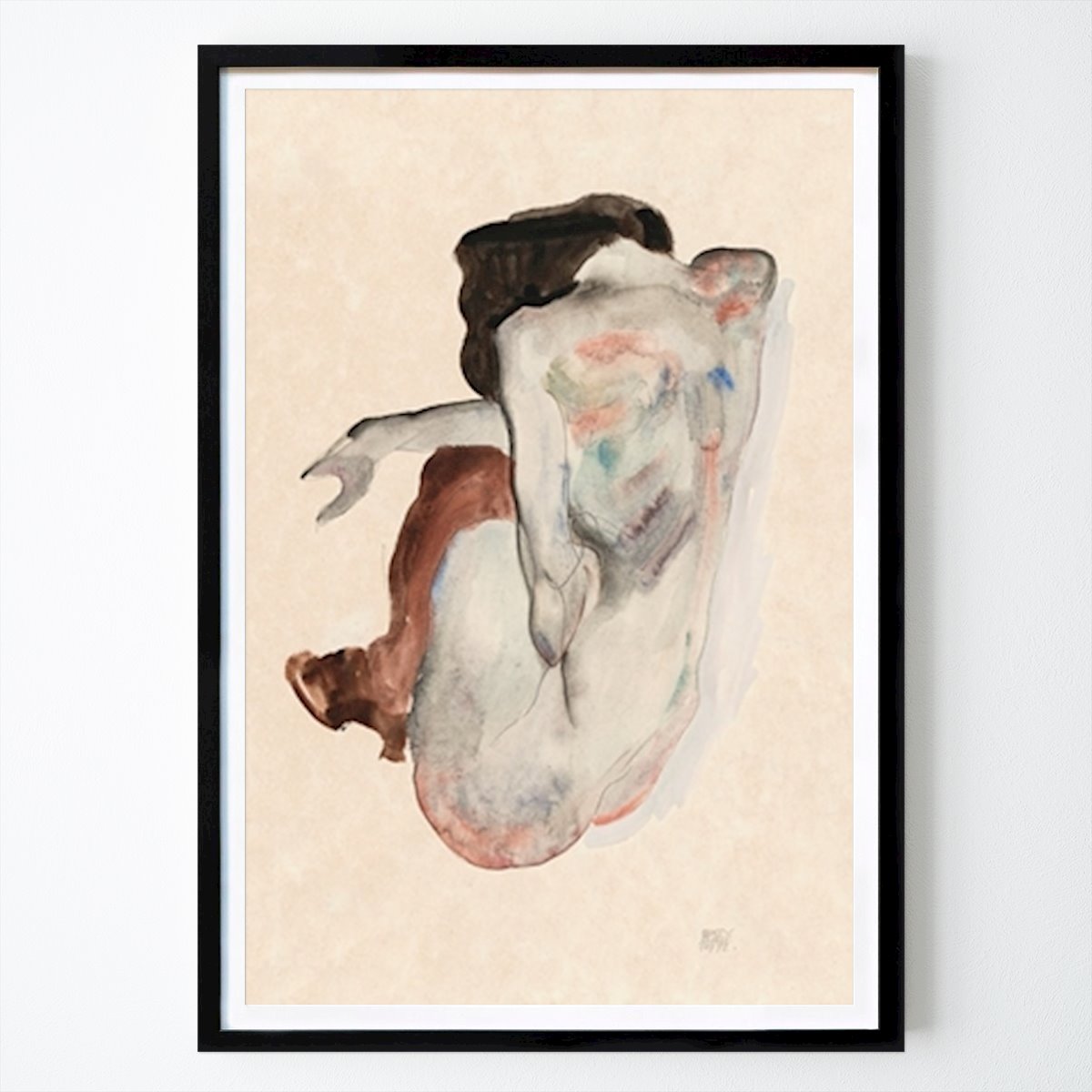 Animal Póster: Agachada desnuda con medias de Egon Schiele