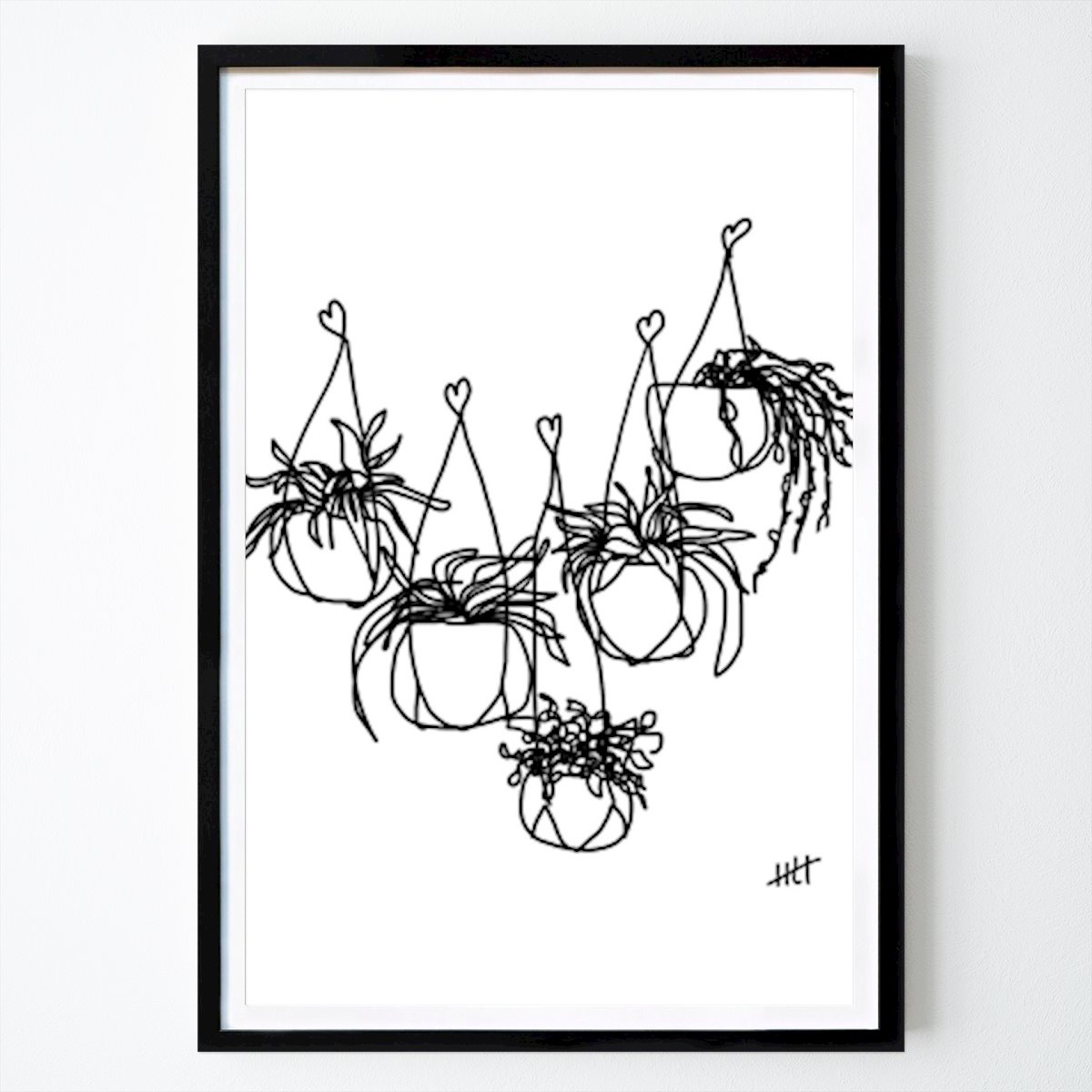 Schwarz-Weiß Poster: Hängendes Grün von Hanna Lee Tidd