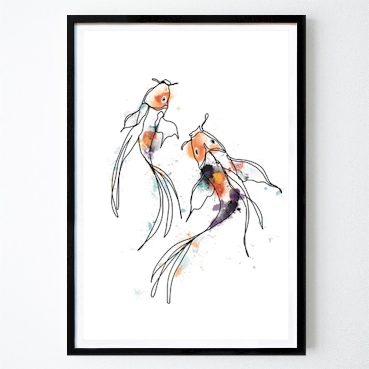 Illustration Affiche: Danse colorée des carpes koï par Hanna Lee Tidd