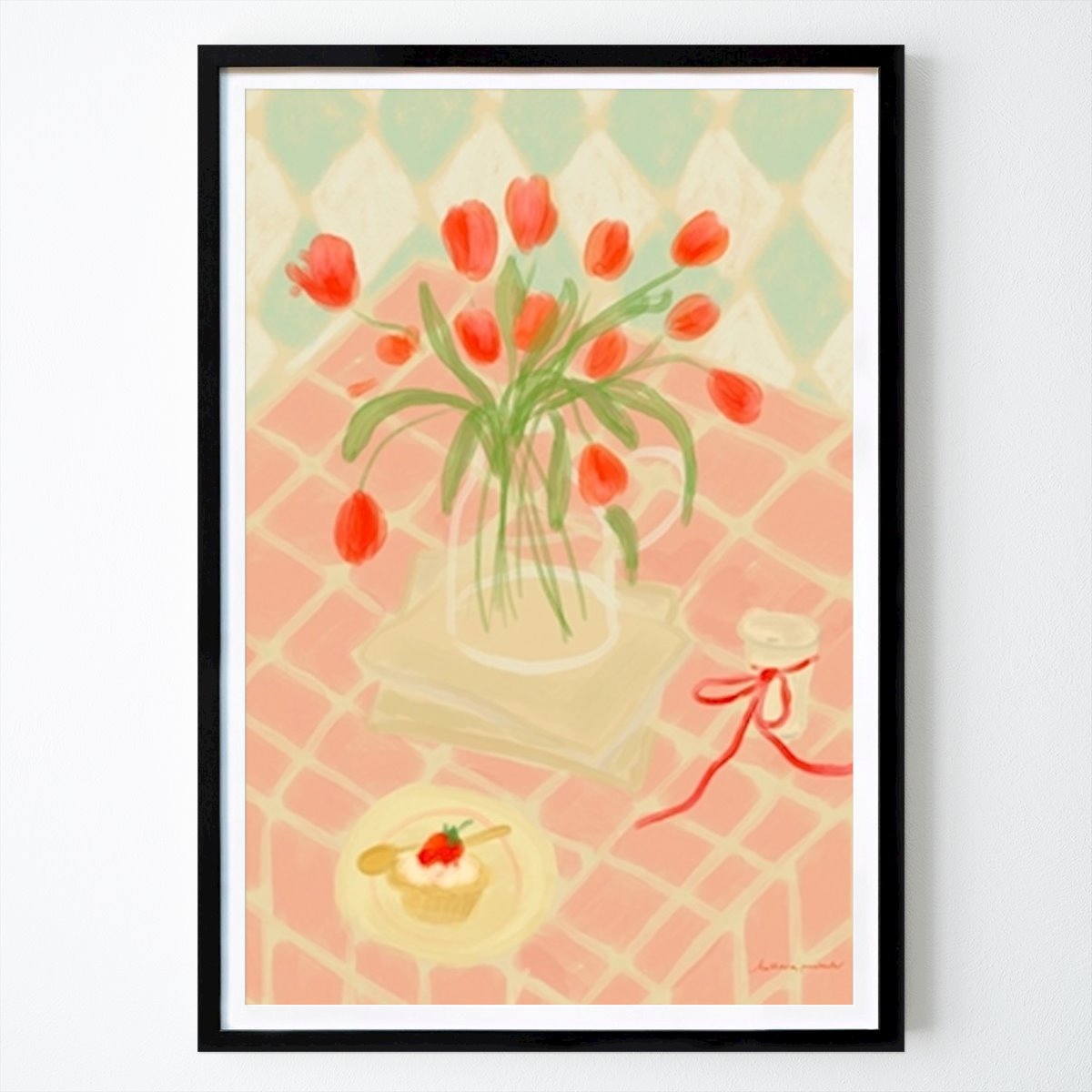 Botanical Poster: Crimson Blossom Feast by Katharina Puritscher