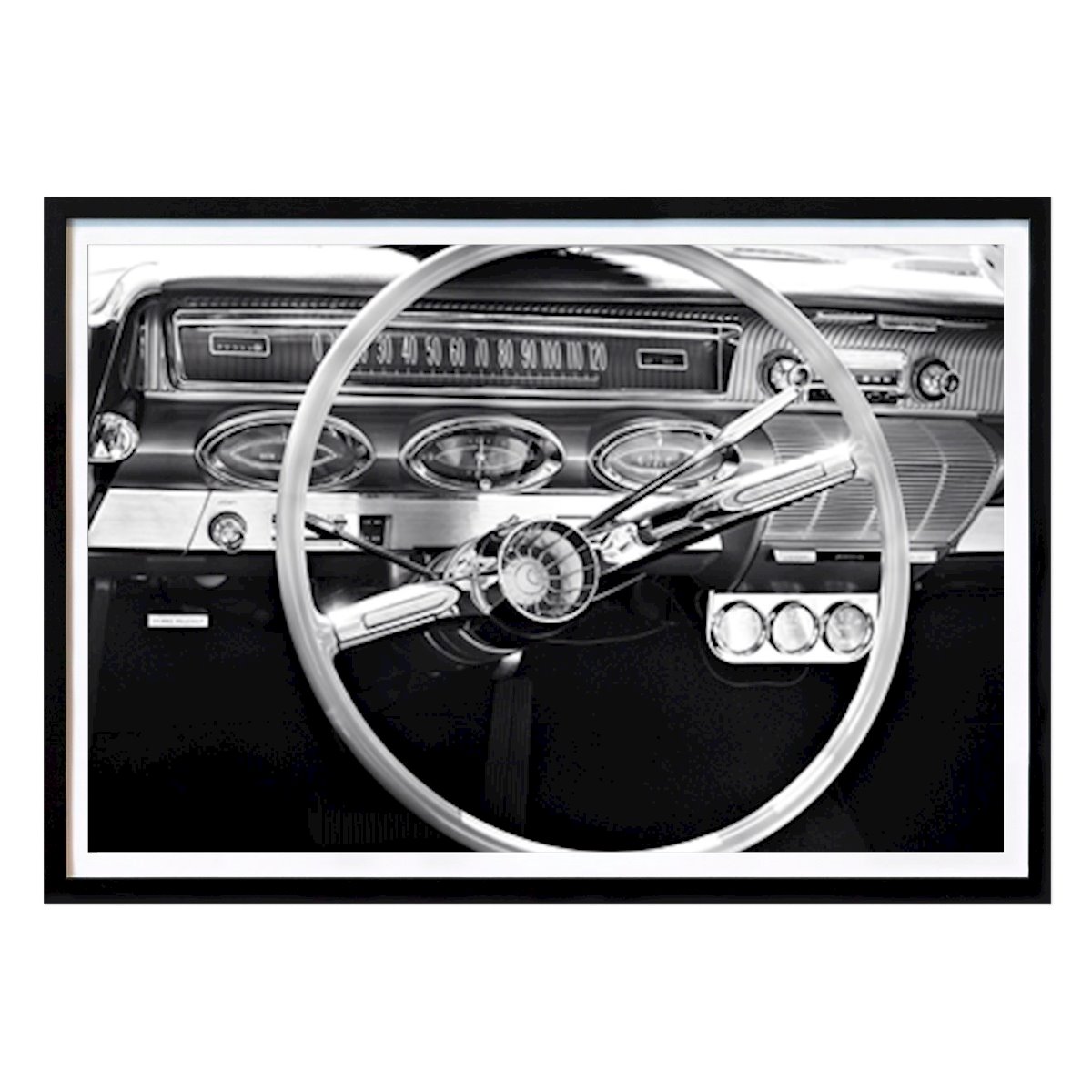 Retro & Vintage Poster: US car 1961 Steering wheel by Beate Gube