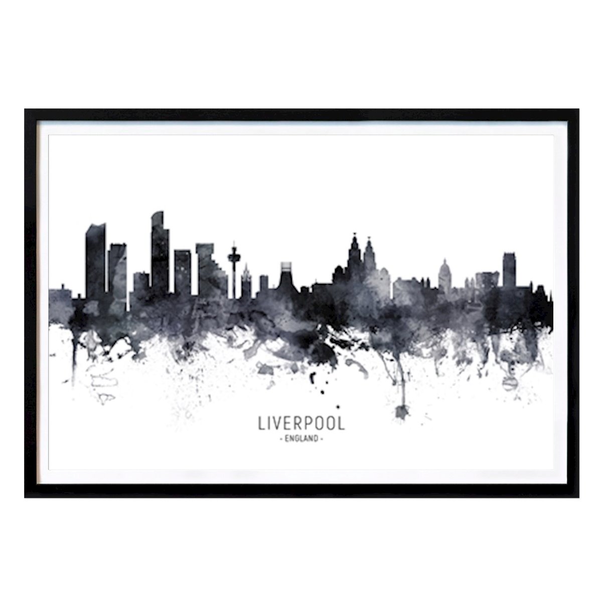 Natuur Poster: Mistige skyline van Liverpool van Michael Tompsett