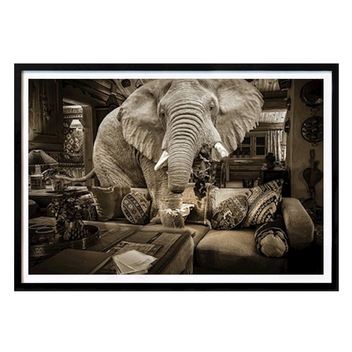 Schwarz-Weiß Poster: Der Elefant im Raum von Svein Ivar Ask