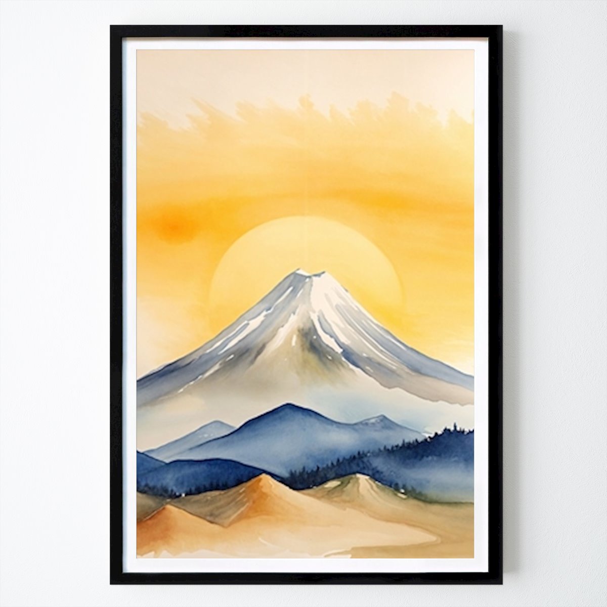 Nature Affiche: Montagne enneigée à la lumière dorée par Posteraized