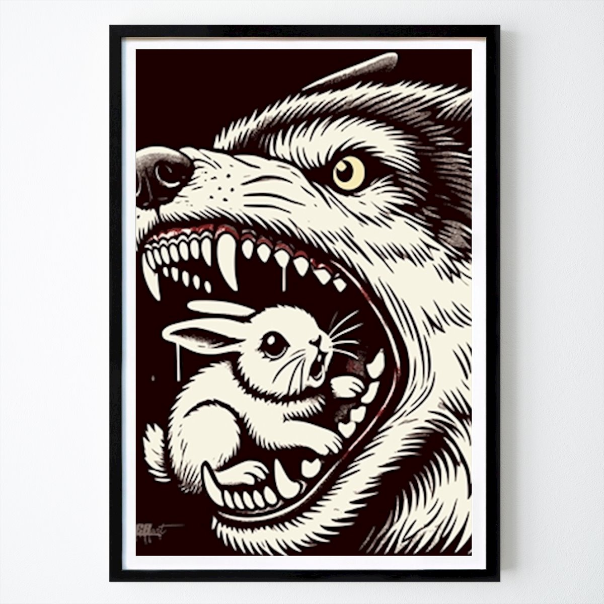Retro & Vintage Plakat: The wolf and the rabbit autorstwa Sebastian Stüdemann