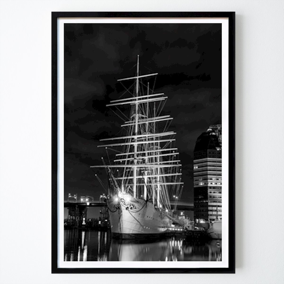 Plakat: Tall ship Viking in b/w av Martin Wahlborg