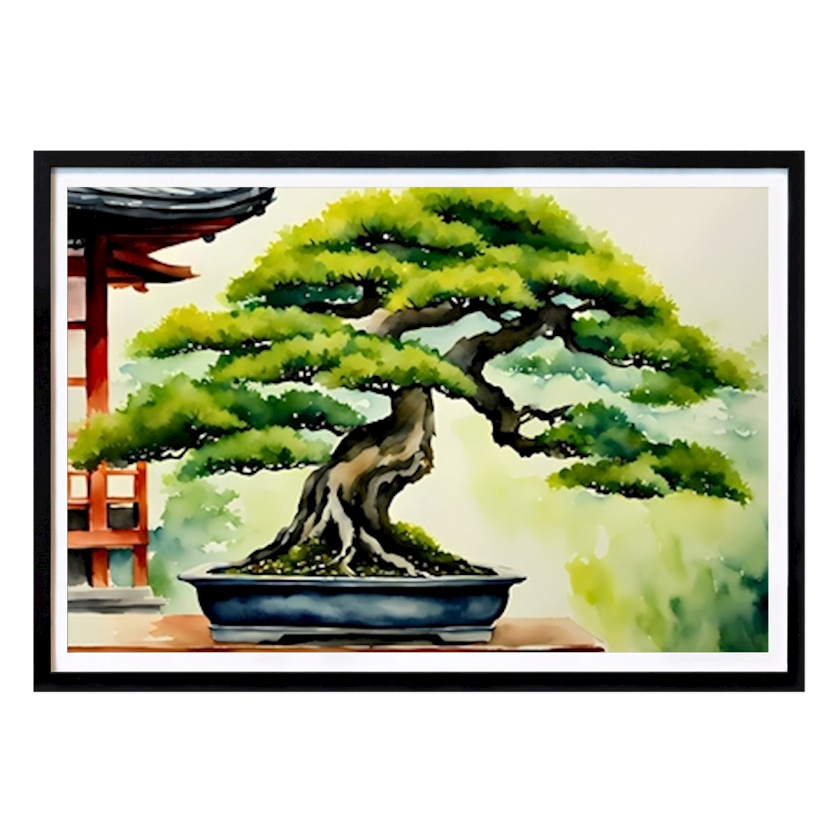 Luonto Juliste: Bonsai-puun akvarellimaali tekijänä PTR999