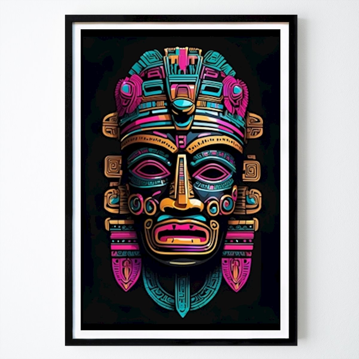 Retro & Vintage Poster: Azteekse Masker Kunst van Putra 999