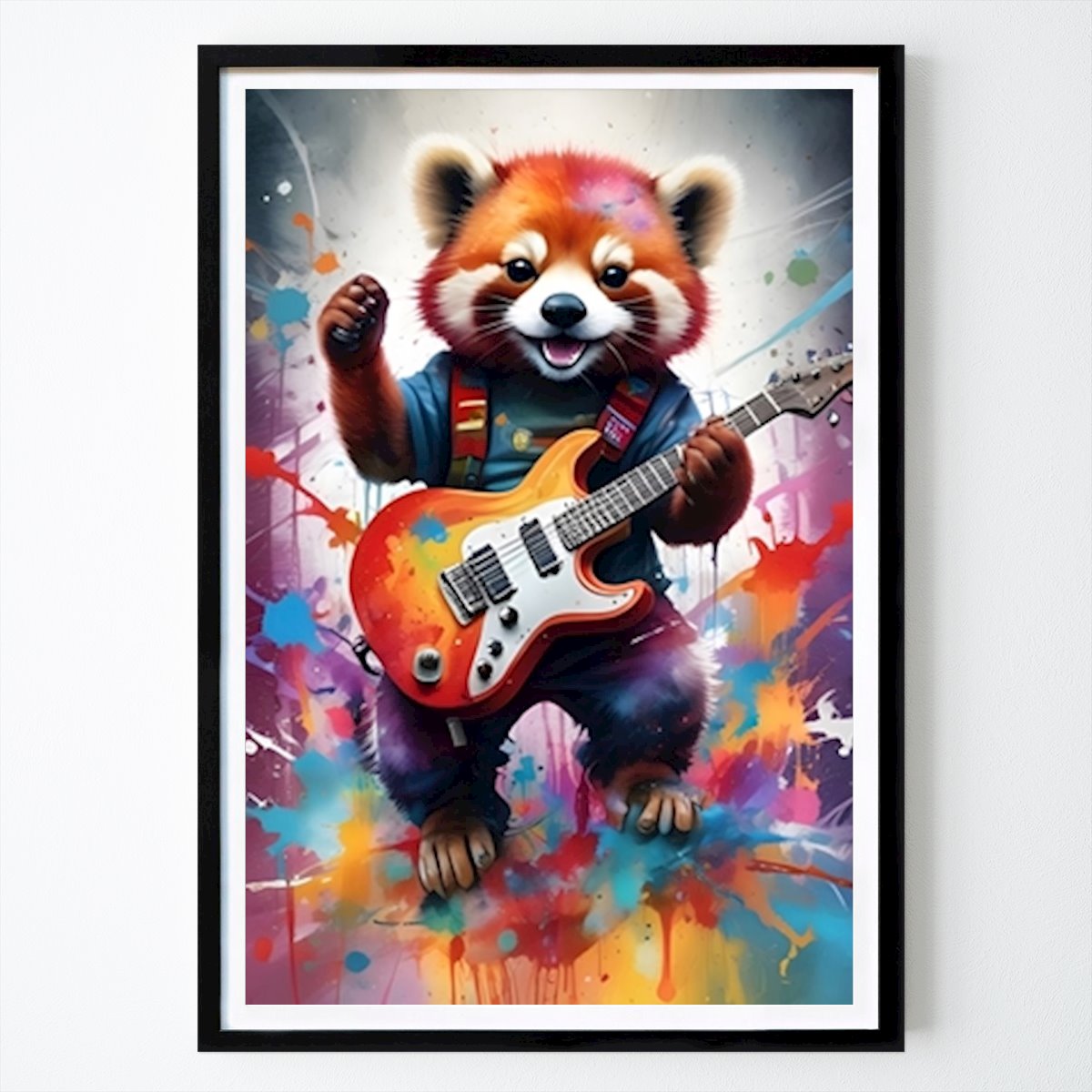 Music Poster: Red panda plays guitar music by Makar Mokrynskyi