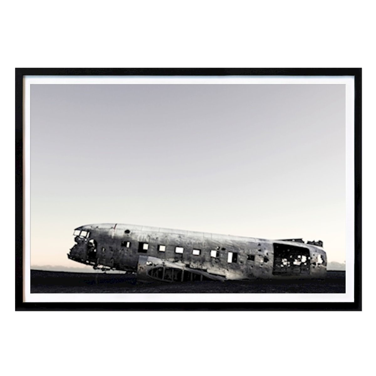 Black & White Poster: Abandoned airplane Iceland by Viktor H
