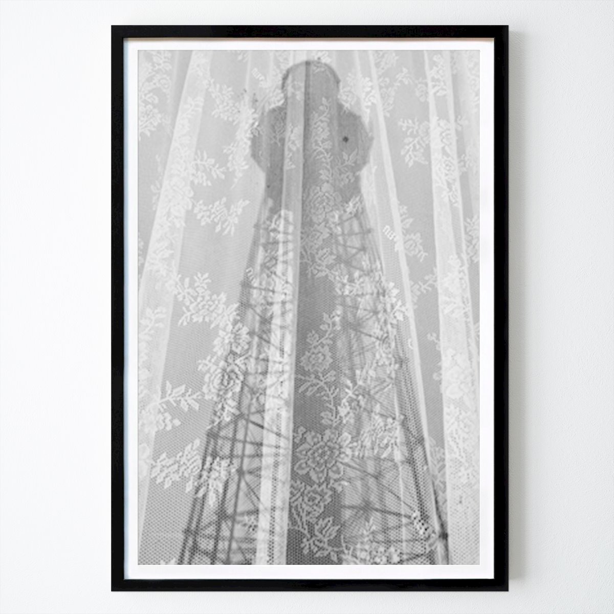 Black & White Poster: Lighthouse curtain by Sandra Linnell