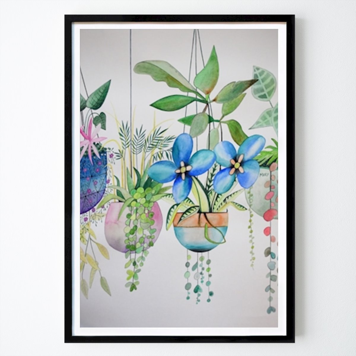 Botanisk Poster: Hängande krukväxter av Mary's Watercolors