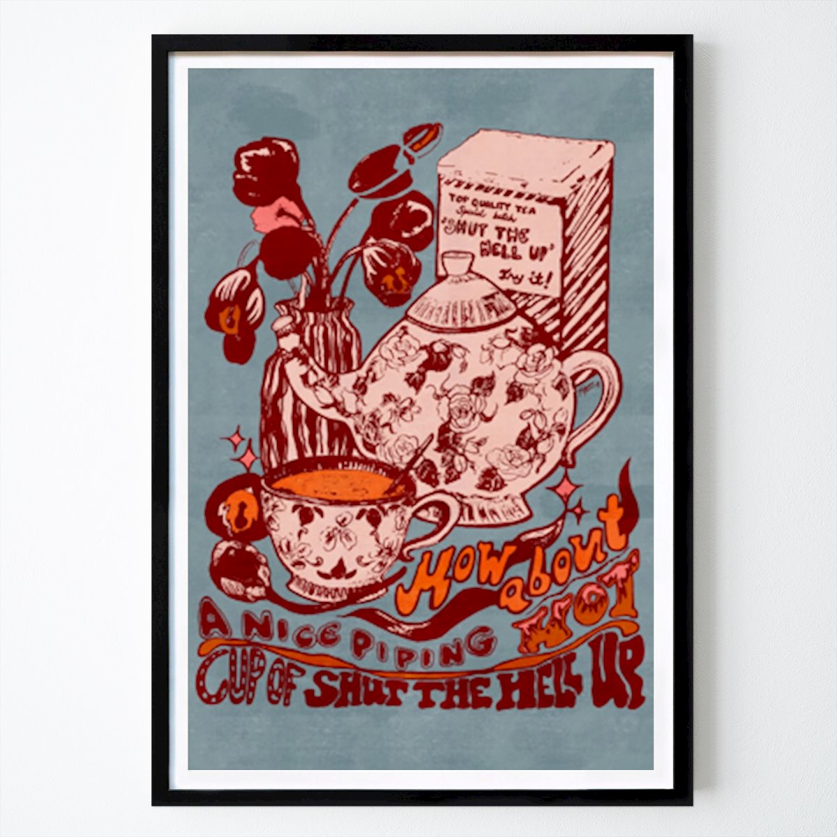 Sprüche Poster: "TASSE "HALT DIE HÖLLE DIE KLAPPE"" von Katariina Kosunen